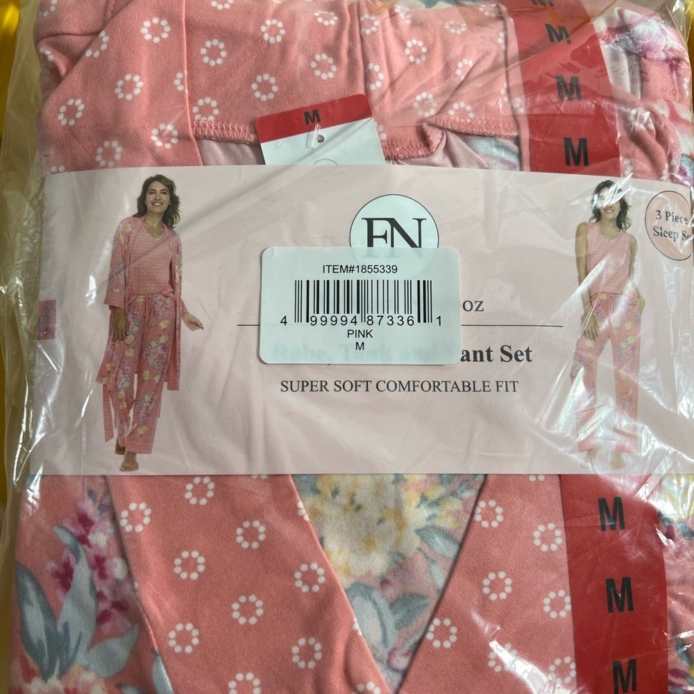 NWT Flora Nikrooz Women’s 3-piece Pajamas Set butter soft M L XL pink - Picture 3 of 7